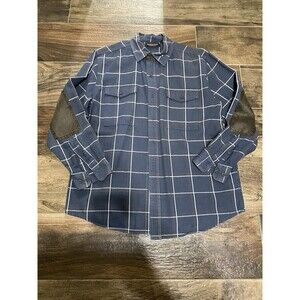 Ridgecut Shirt Mens Large Toughwear Flannel Elbow Pads Blue Gray Plaid Workwear